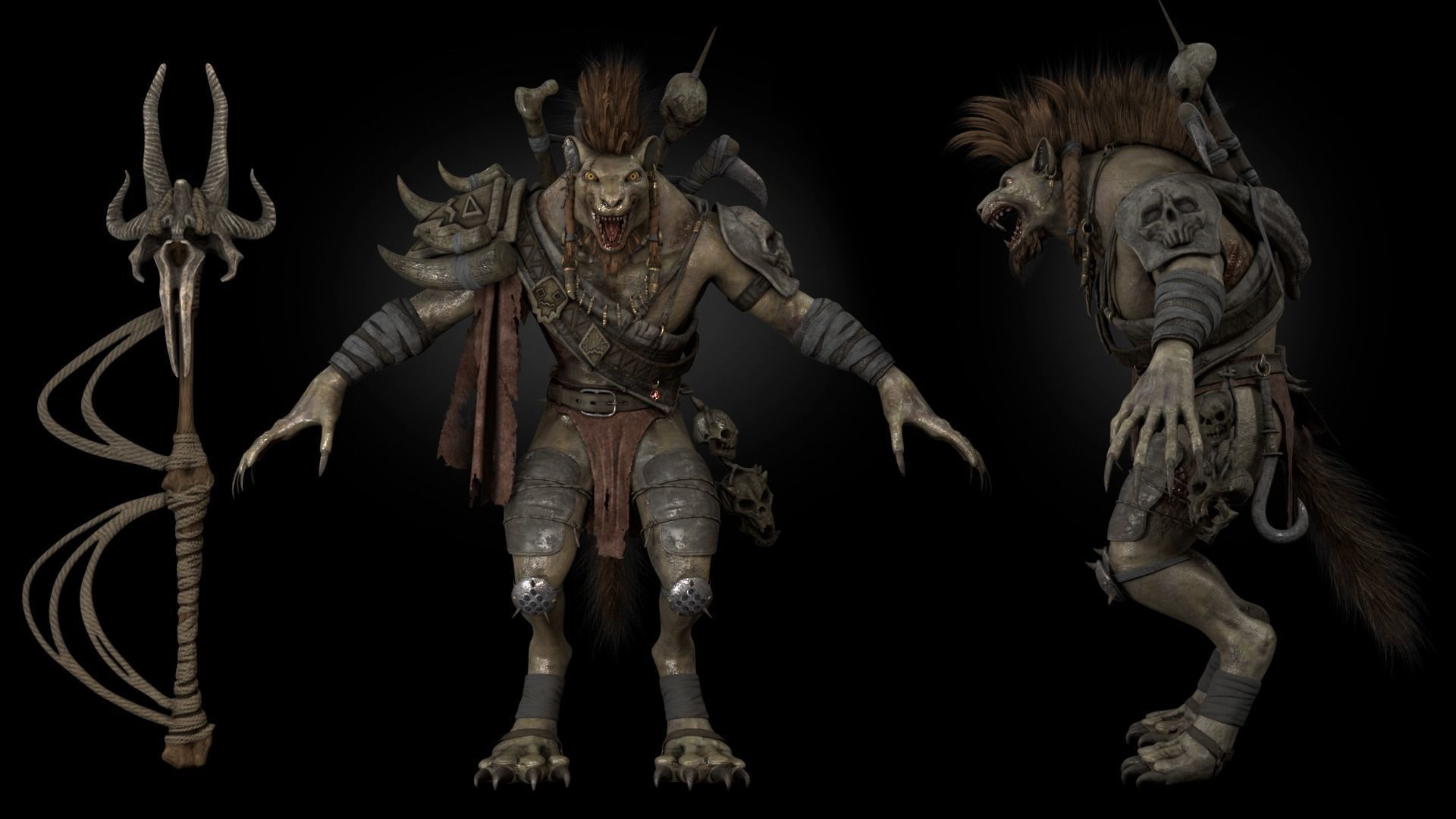 Gnoll Warrior Rigged Low-poly 3D model_18