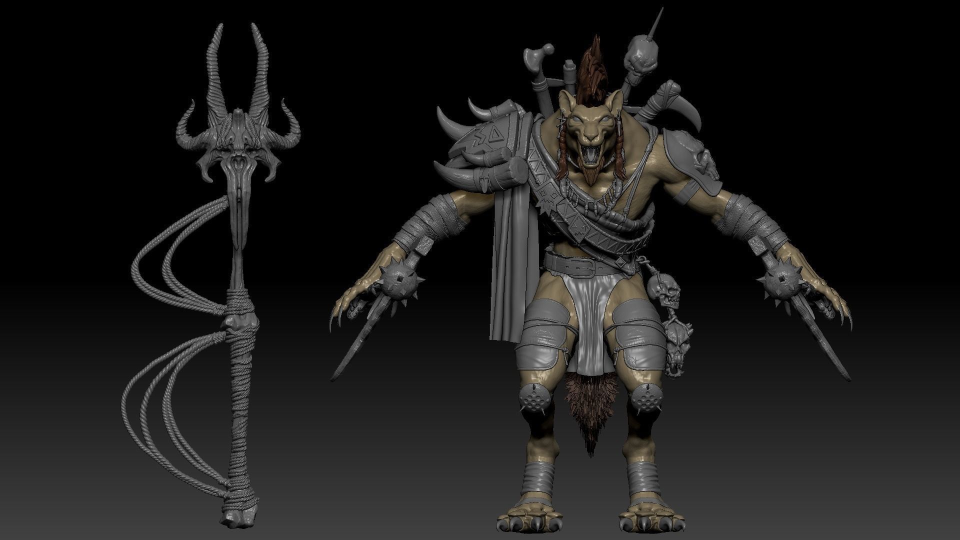 Gnoll Warrior Rigged Low-poly 3D model_27