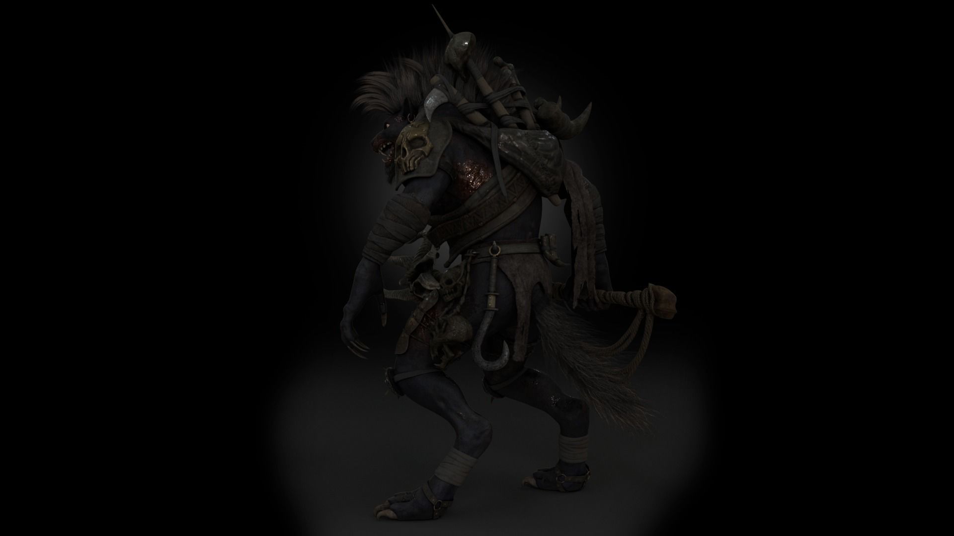 Gnoll Warrior Rigged Low-poly 3D model_16