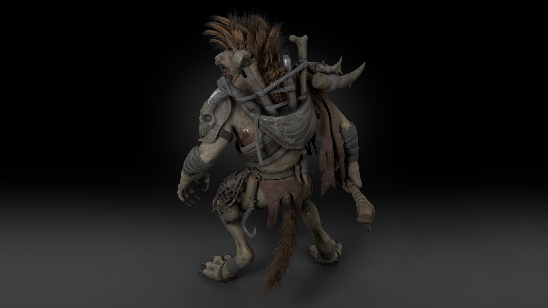 Gnoll Warrior Rigged Low-poly 3D model_6