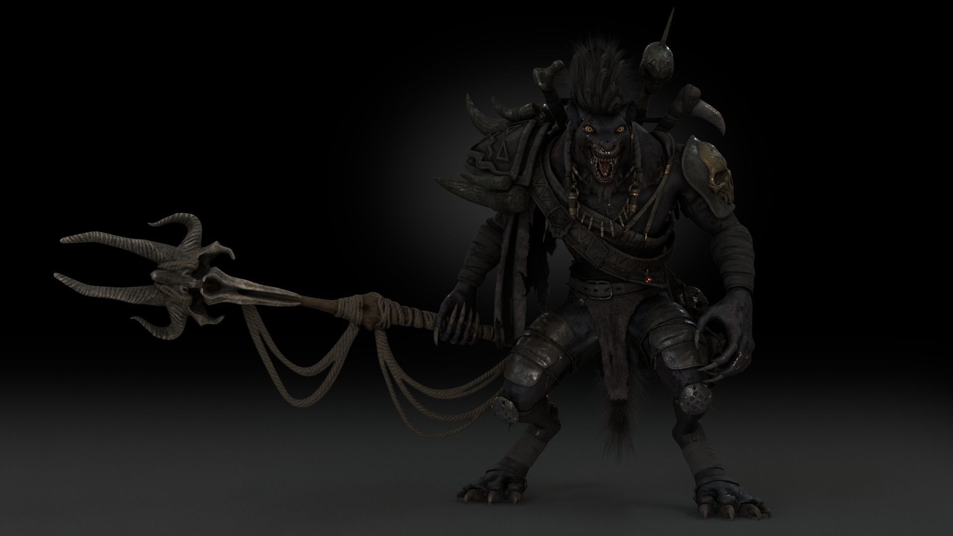Gnoll Warrior Rigged Low-poly 3D model_14