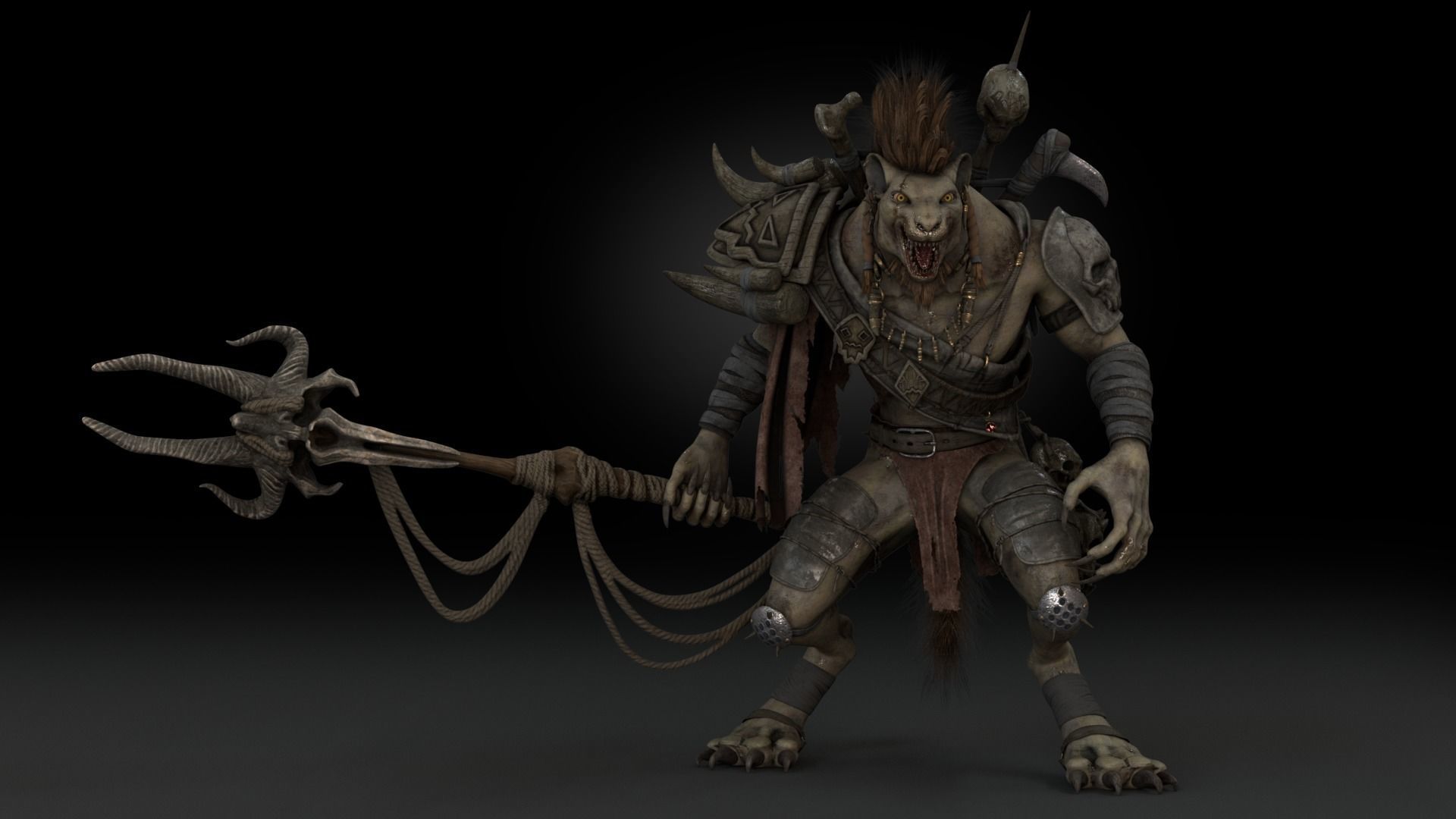 Gnoll Warrior Rigged Low-poly 3D model_3