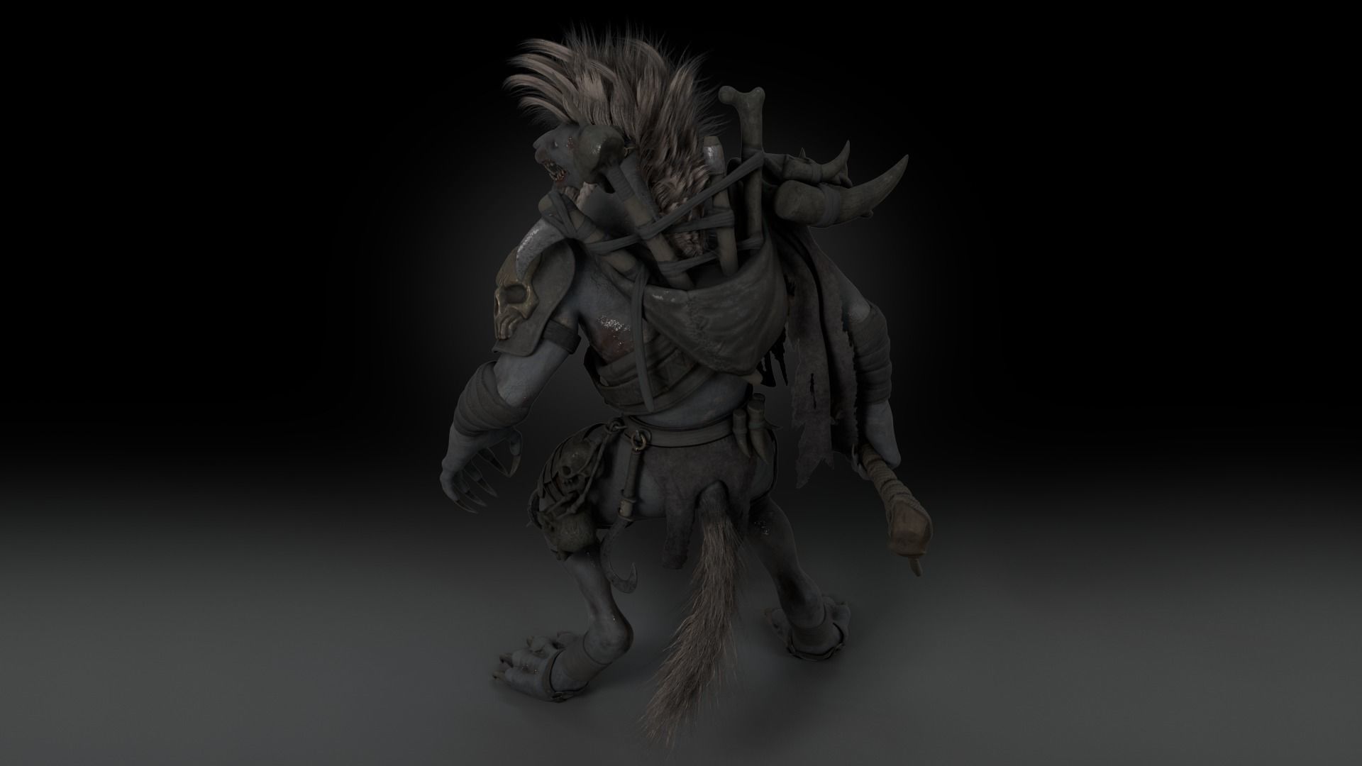 Gnoll Warrior Rigged Low-poly 3D model_11
