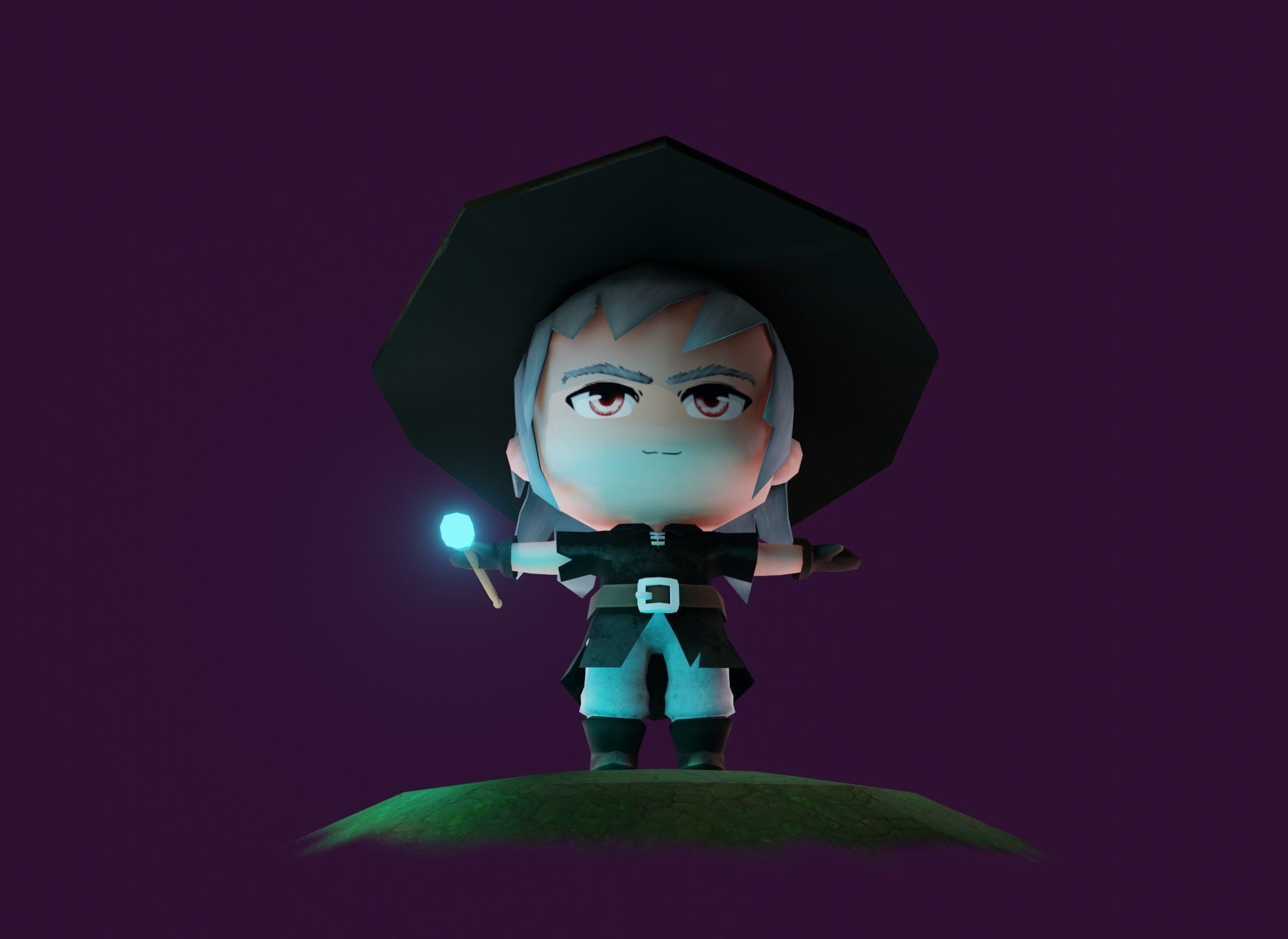 Mage Chibi Rigged 3D Model Low-poly 3D model_5