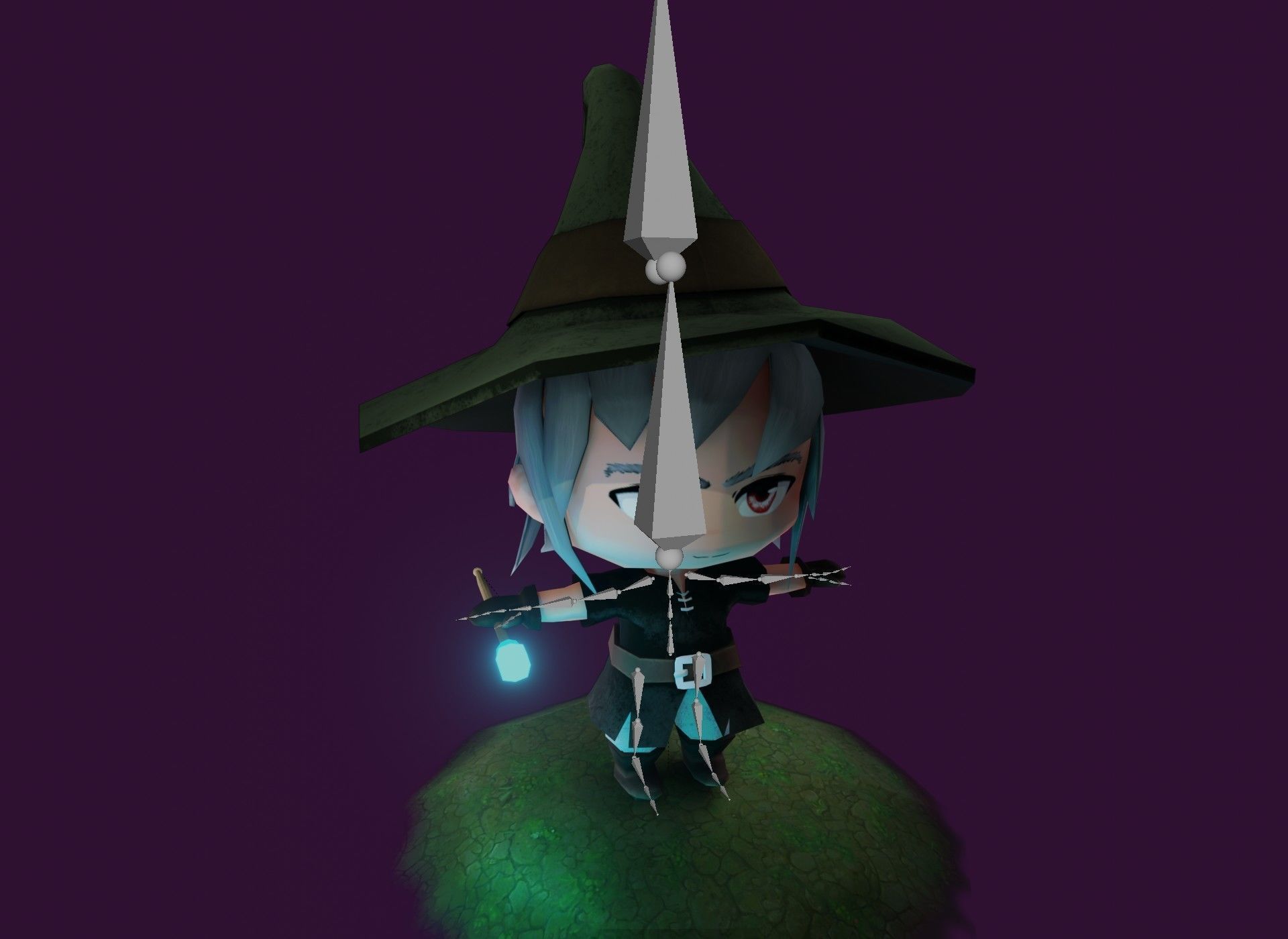 Mage Chibi Rigged 3D Model Low-poly 3D model_3