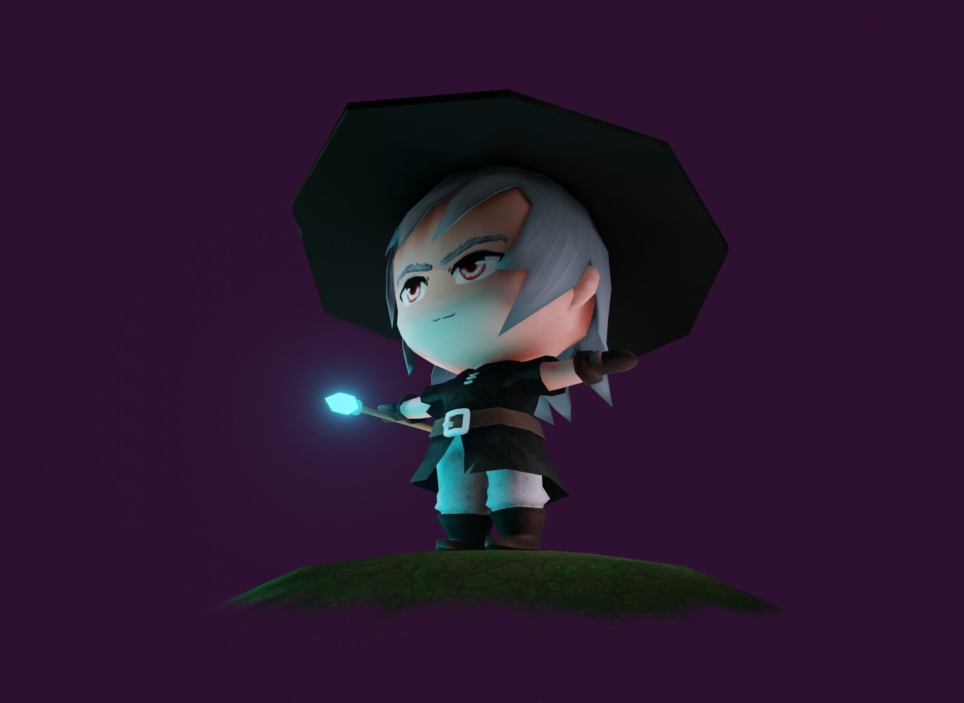 Mage Chibi Rigged 3D Model Low-poly 3D model_7