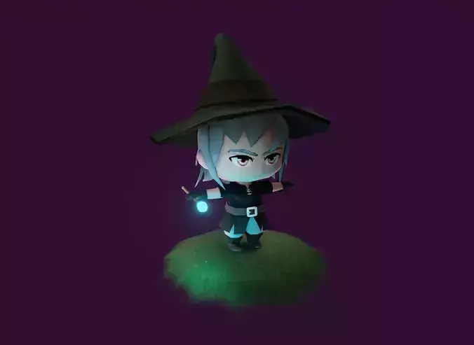 Mage Chibi Rigged 3D Model Low-poly 3D model Mage Chibi Rigged 3D Model Low-poly 3D model