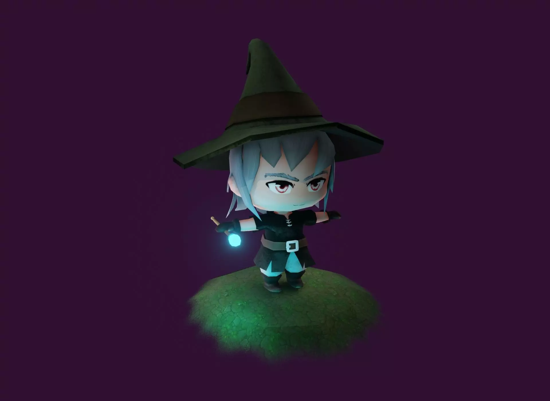 Mage Chibi Rigged 3D Model Low-poly 3D model_0