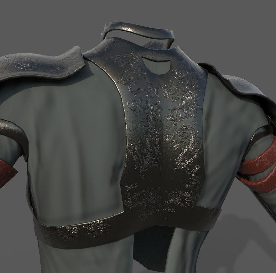 Victorian medieval female chest armor with fabric Lowpoly Low-poly 3D model_8