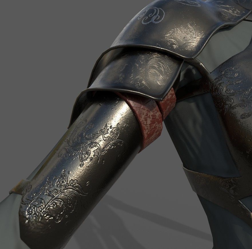 Victorian medieval female chest armor with fabric Lowpoly Low-poly 3D model_6