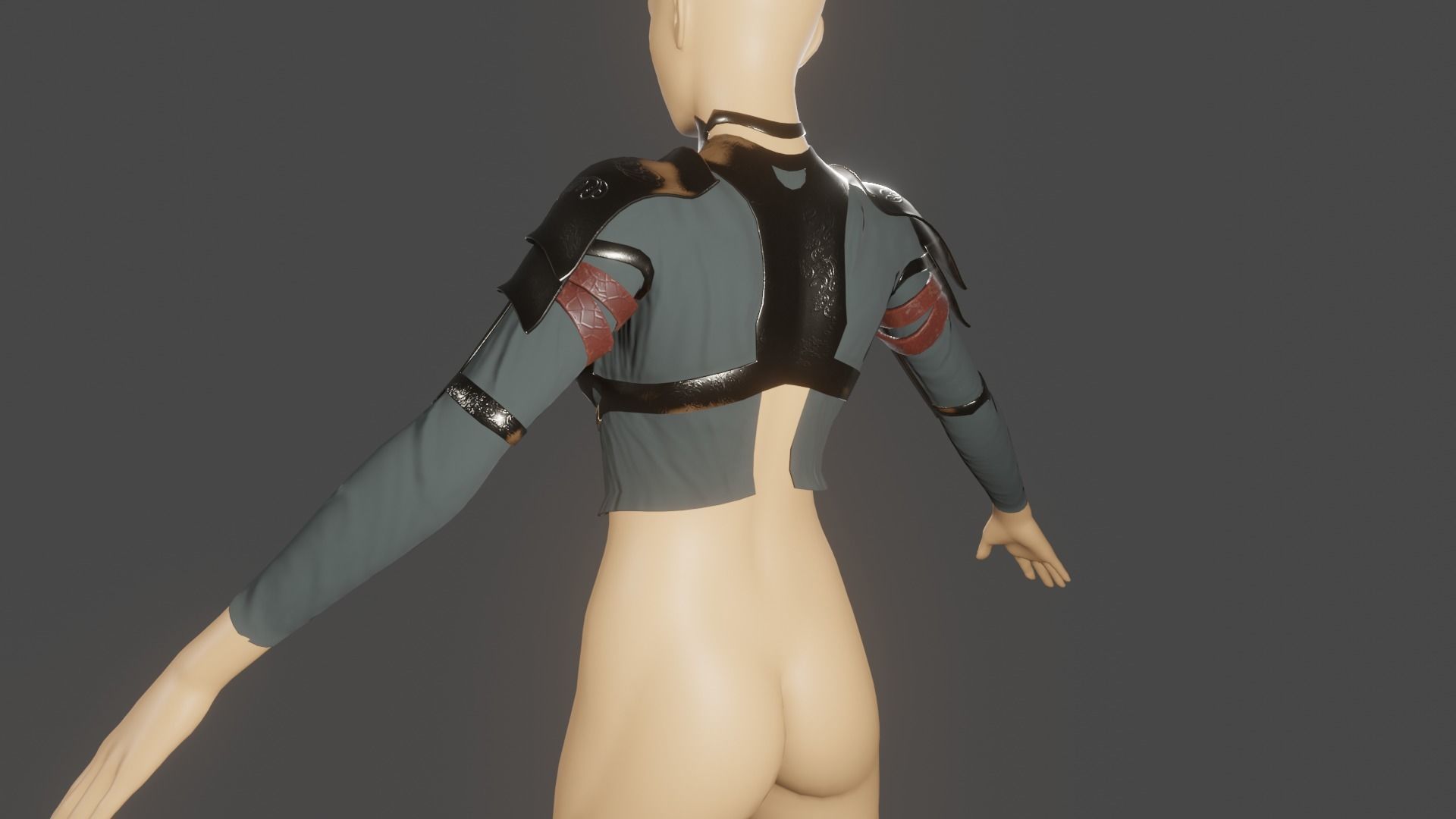 Victorian medieval female chest armor with fabric Lowpoly Low-poly 3D model_11