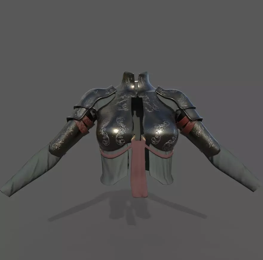 Victorian medieval female chest armor with fabric Lowpoly Low-poly 3D model_0
