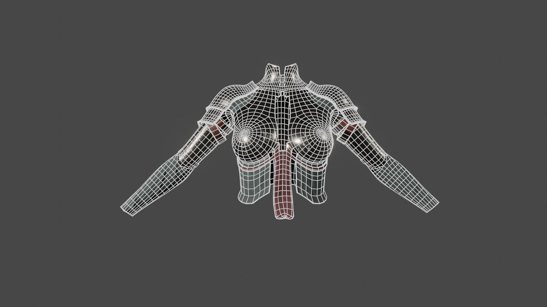 Victorian medieval female chest armor with fabric Lowpoly Low-poly 3D model_9