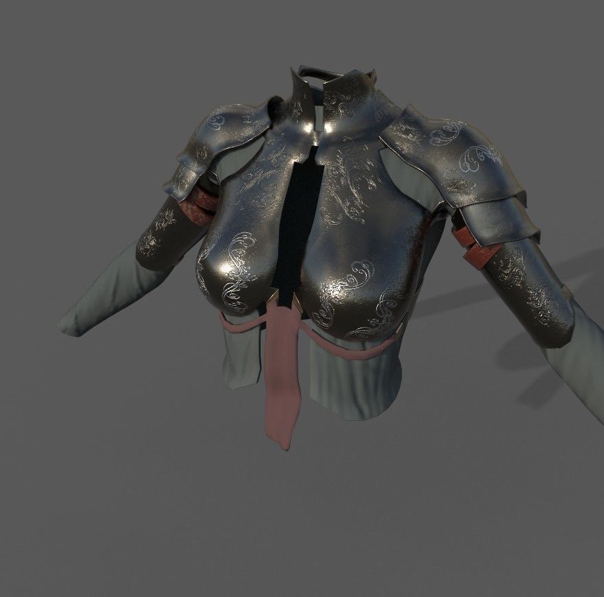 Victorian medieval female chest armor with fabric Lowpoly Low-poly 3D model_1
