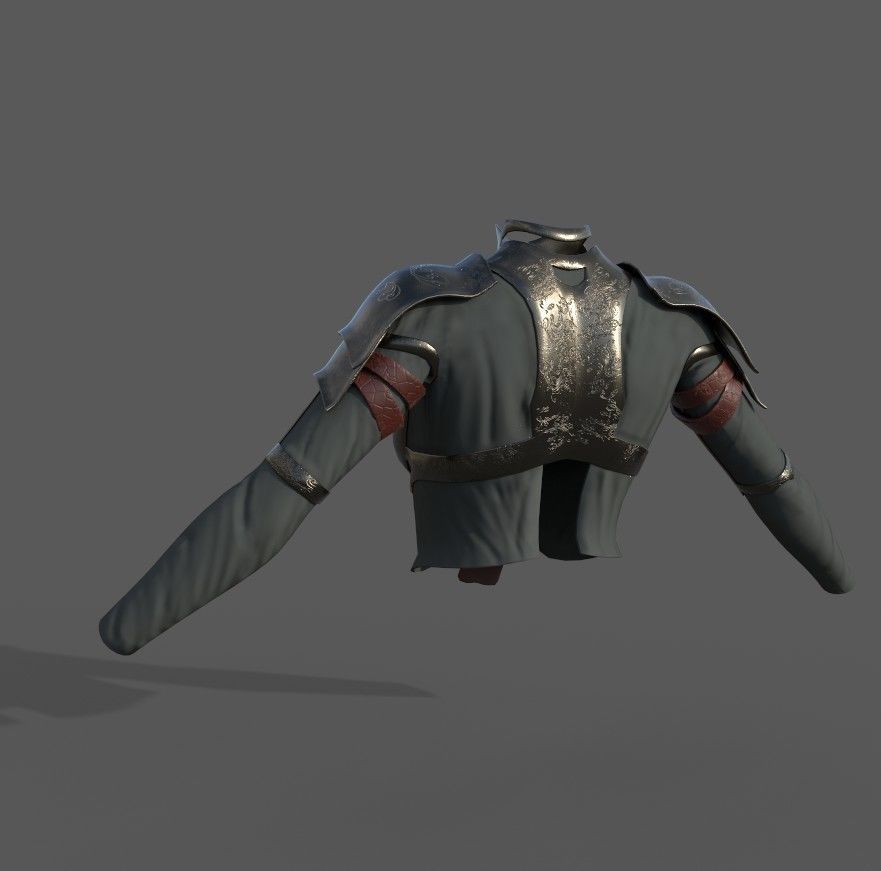 Victorian medieval female chest armor with fabric Lowpoly Low-poly 3D model_7