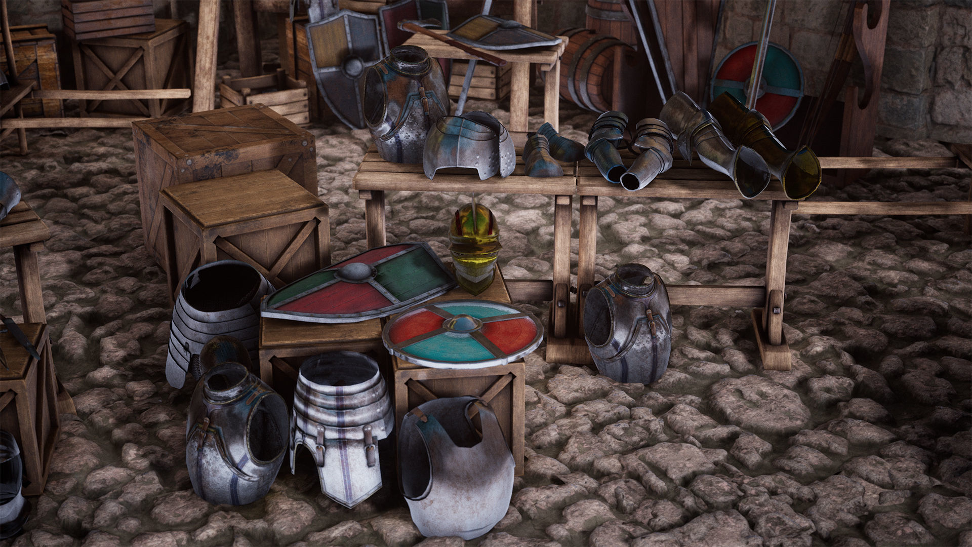 Medieval Armor  70 Assets Low-poly 3D model_7