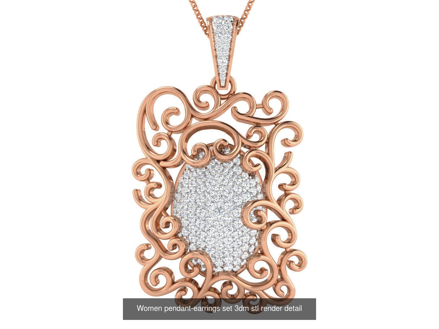 7 Mesh Wave  Line Pendant Earrings 3dm stl renders details 3D Model Collection_6