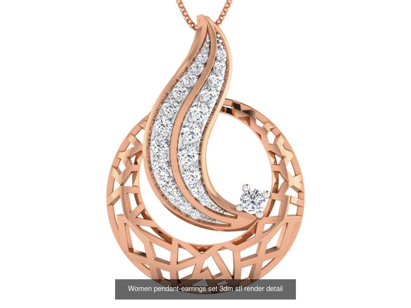7 Mesh Wave  Line Pendant Earrings 3dm stl renders details 3D Model Collection_5