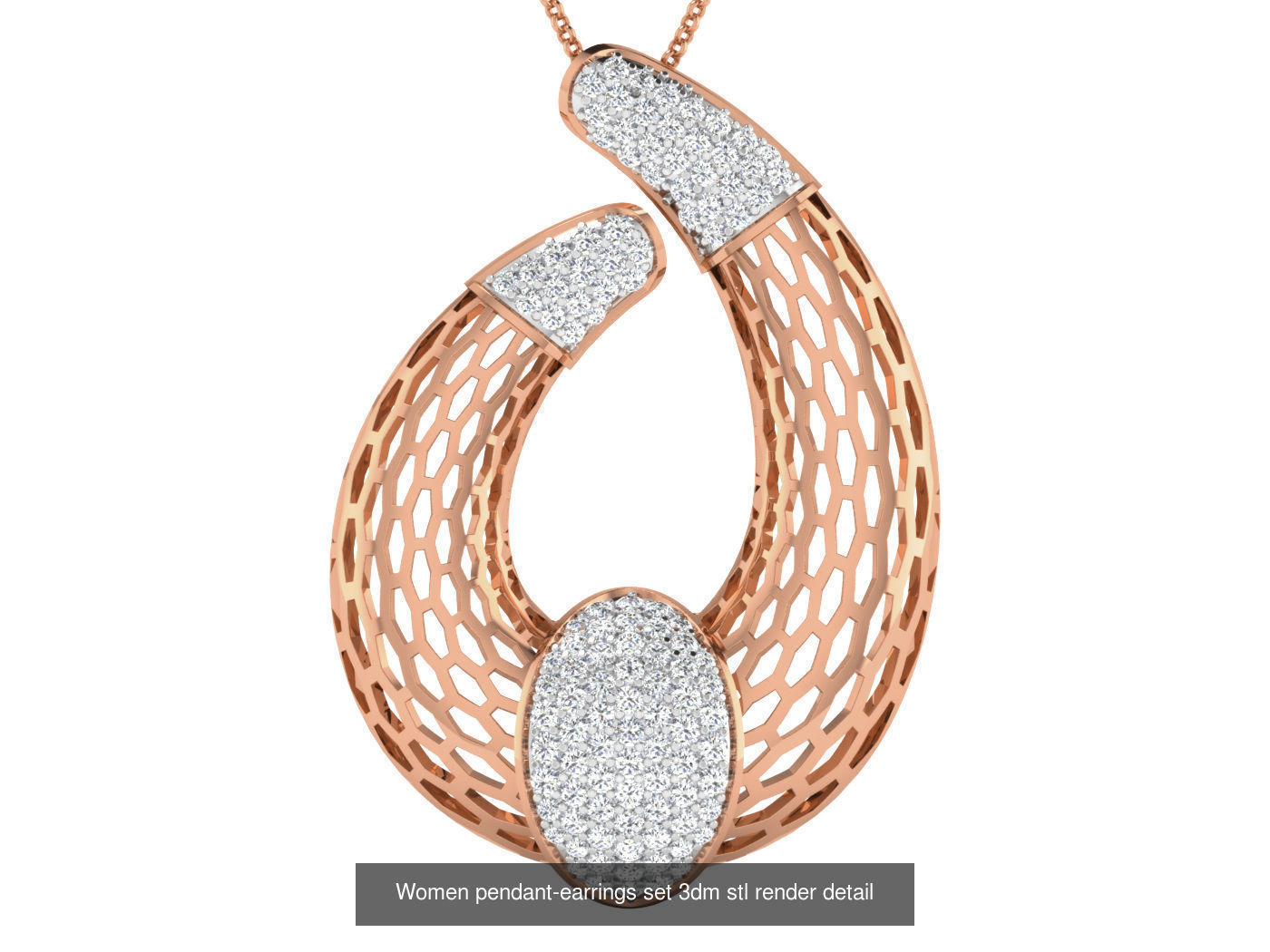 7 Mesh Wave  Line Pendant Earrings 3dm stl renders details 3D Model Collection_4