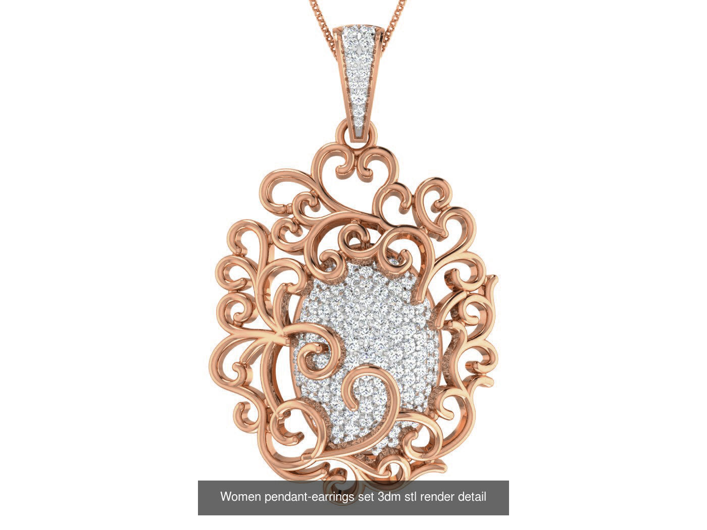 7 Mesh Wave  Line Pendant Earrings 3dm stl renders details 3D Model Collection_7