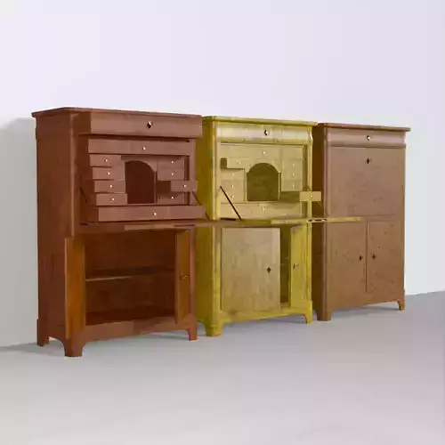 19th century secreter biedermeier style for Daz Low-poly 3D model