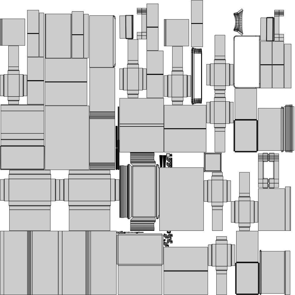 19th century secreter biedermeier style for Daz Low-poly 3D model_8