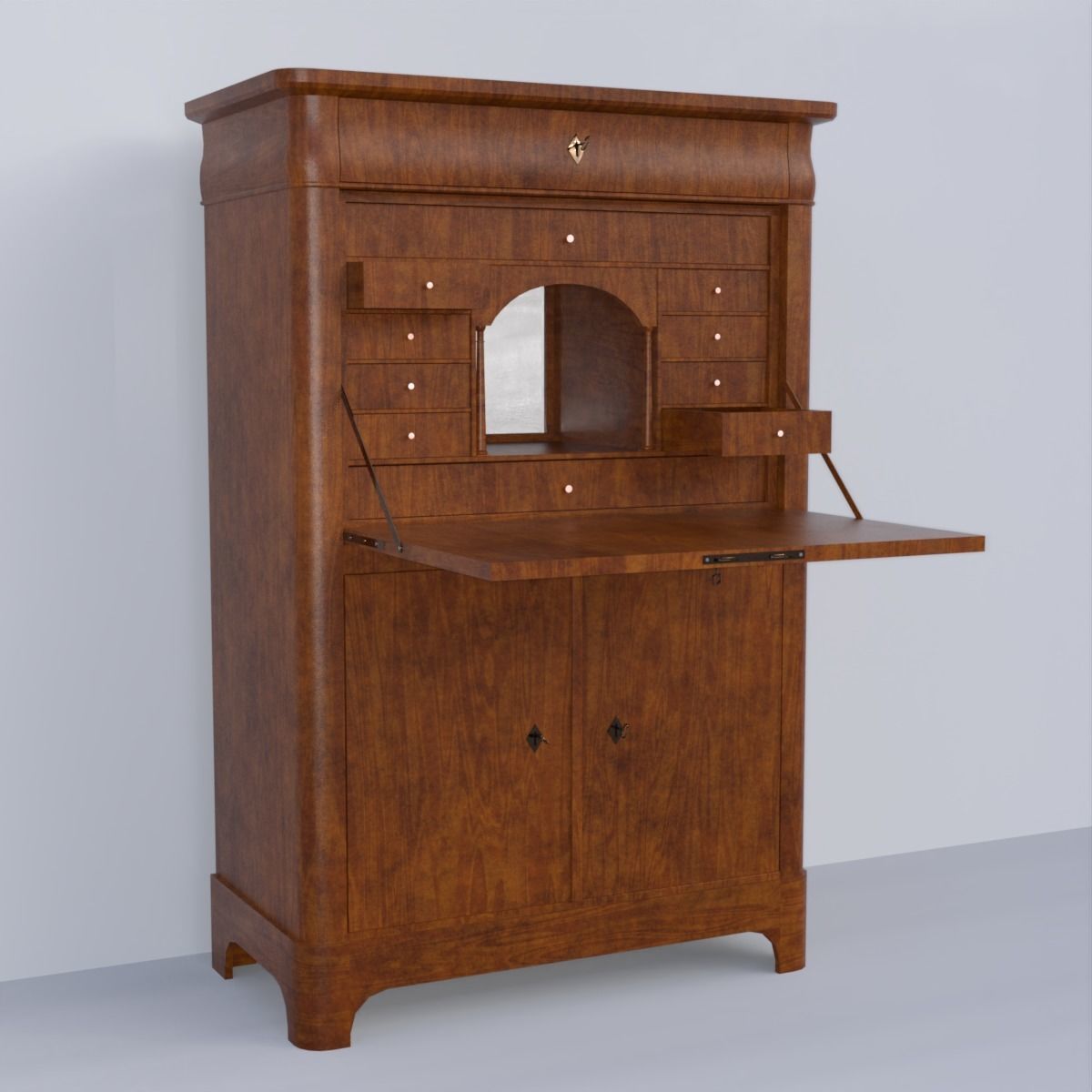 19th century secreter biedermeier style for Daz Low-poly 3D model_1