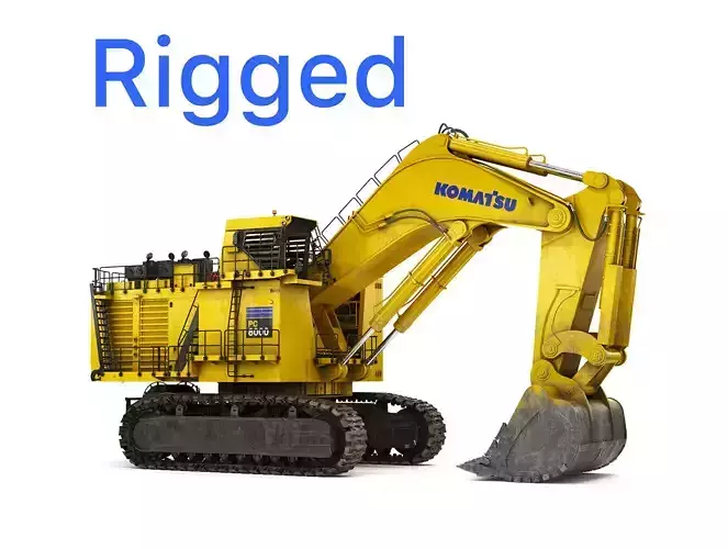 Mining Excavator Komatsu PC8000-6 Backhoe Rigged 3D model