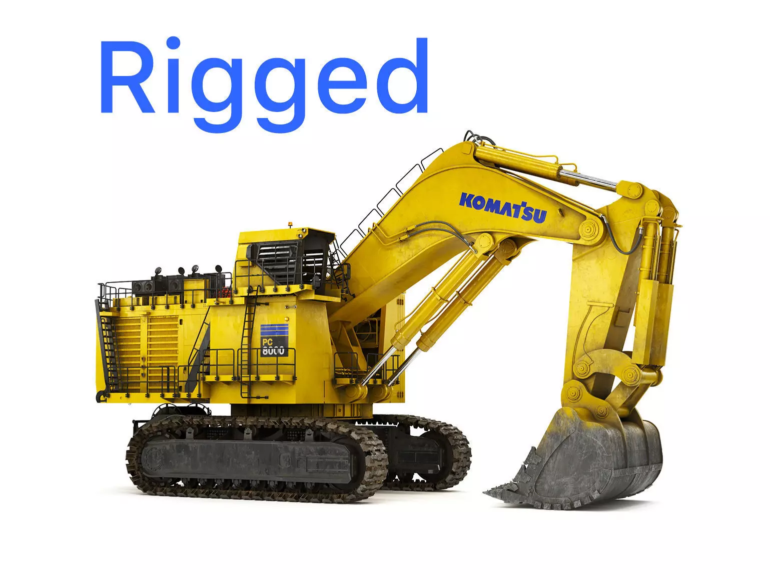 Mining Excavator Komatsu PC8000-6 Backhoe Rigged 3D model_0