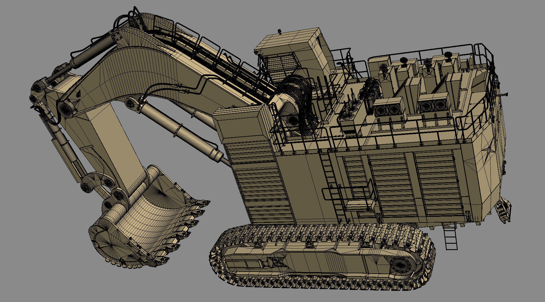 Mining Excavator Komatsu PC8000-6 Backhoe Rigged 3D model_64