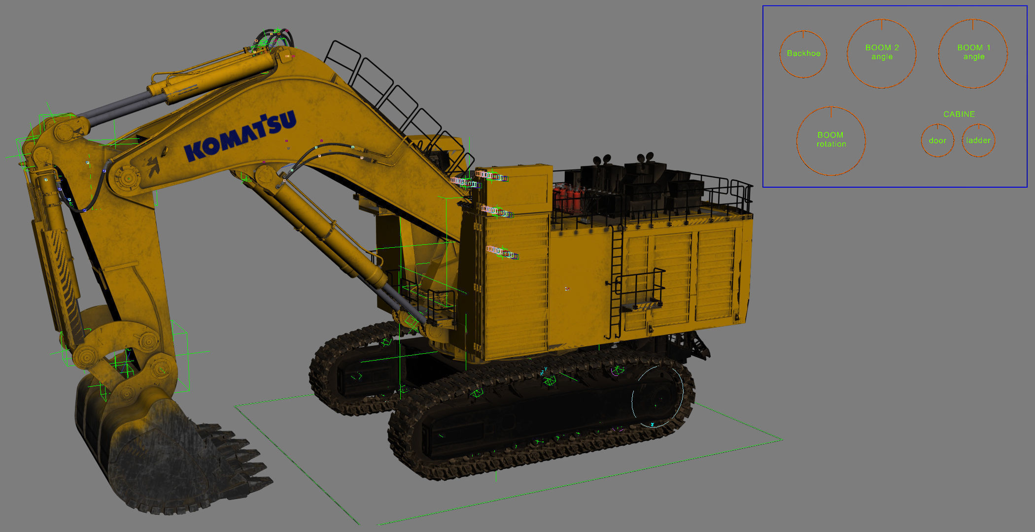 Mining Excavator Komatsu PC8000-6 Backhoe Rigged 3D model_5