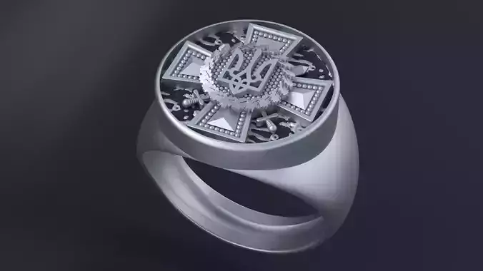 Ring with symbols of the Army of Ukraine  
