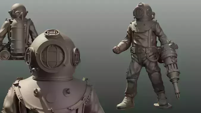 Diver Miniature Figure 3d print  3D print model