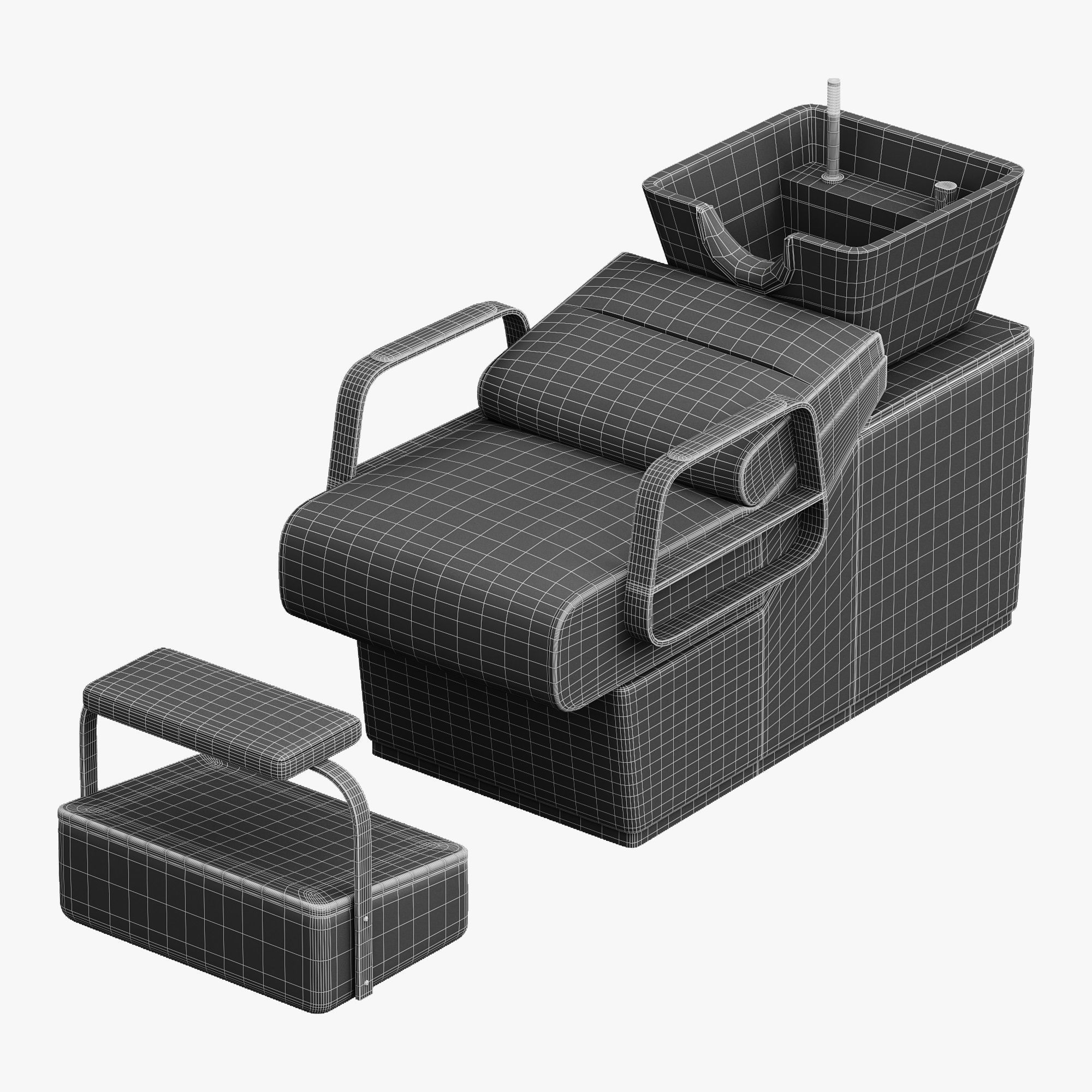 Shampoo Bed Yoocell hairdressing chair for hair washing Low-poly 3D model_6