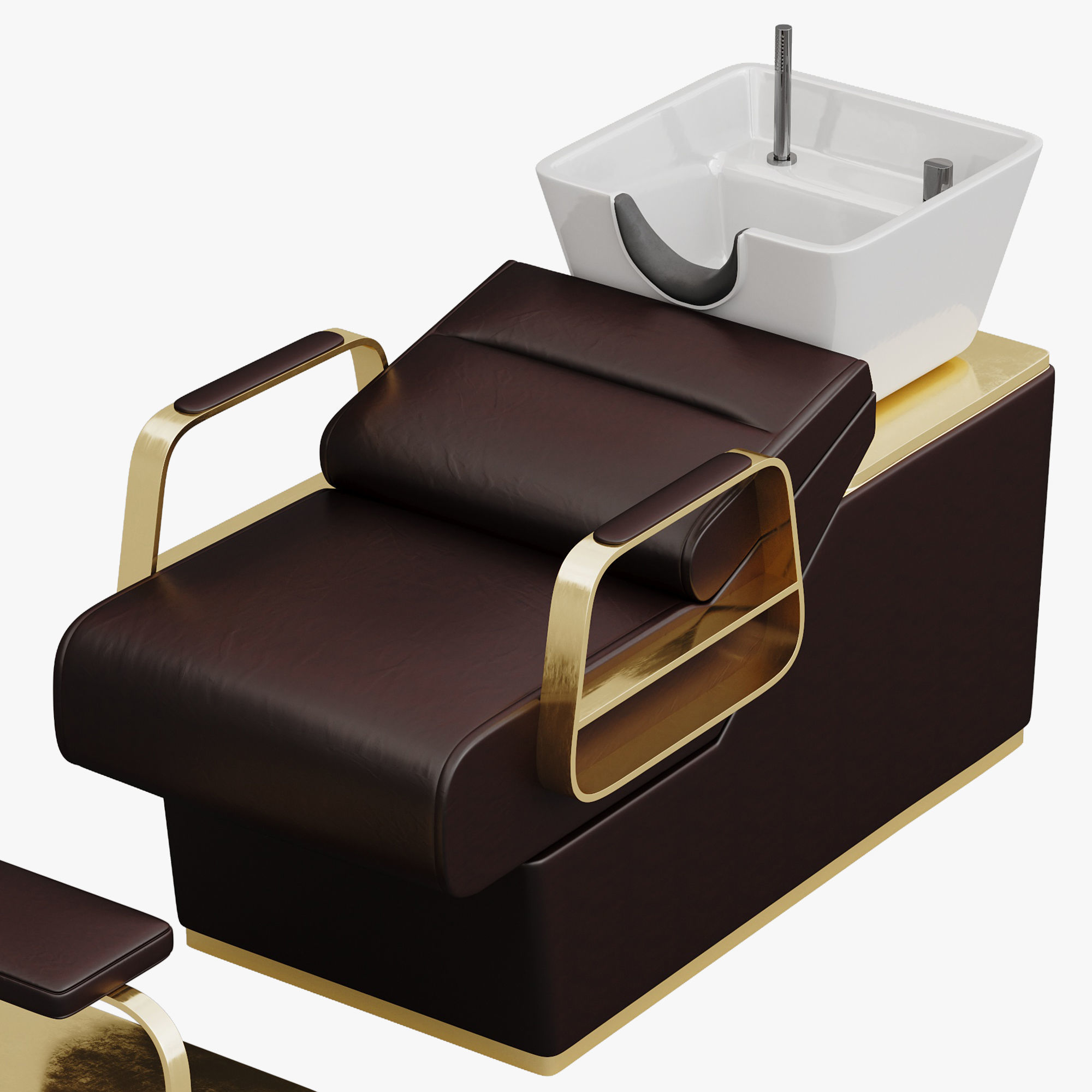 Shampoo Bed Yoocell hairdressing chair for hair washing Low-poly 3D model_2