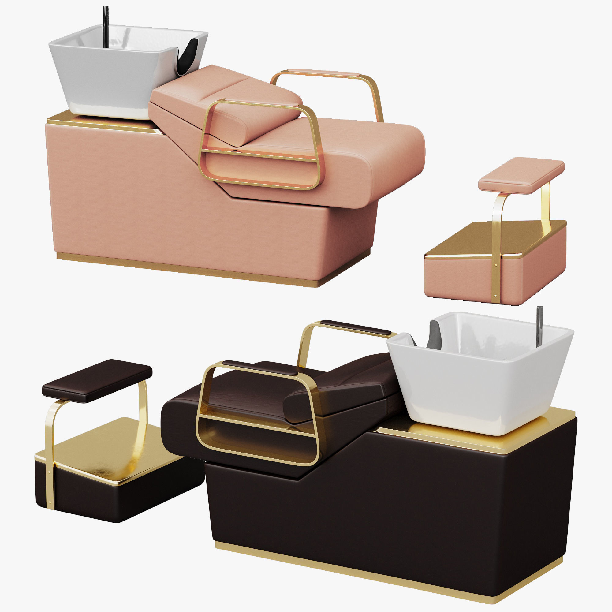 Shampoo Bed Yoocell hairdressing chair for hair washing Low-poly 3D model_1