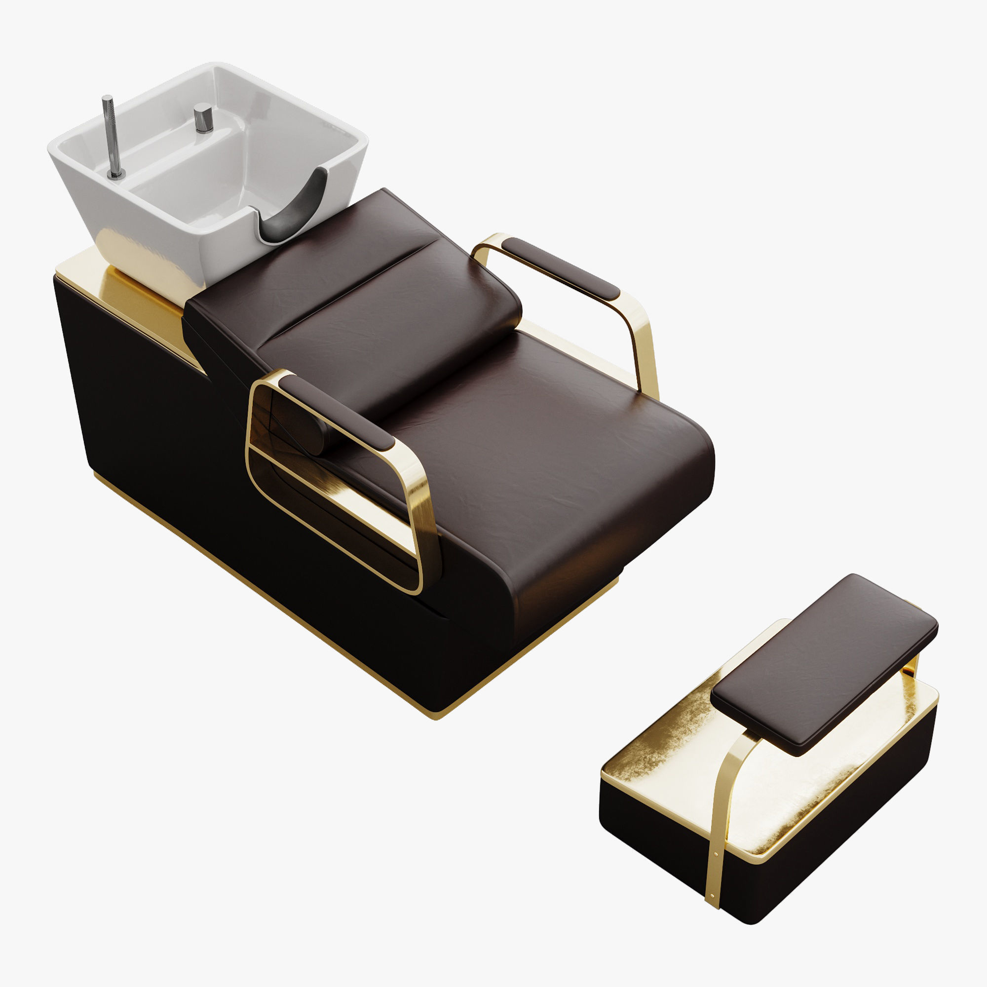 Shampoo Bed Yoocell hairdressing chair for hair washing Low-poly 3D model_3