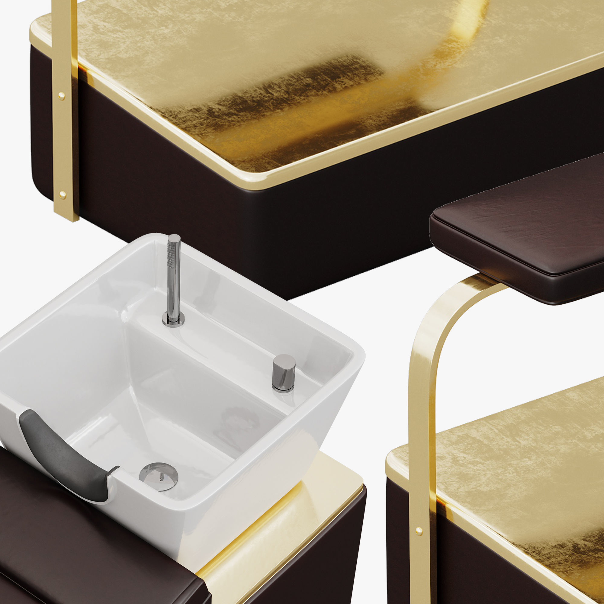 Shampoo Bed Yoocell hairdressing chair for hair washing Low-poly 3D model_4