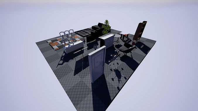 Living Room  Prop Package Low-poly 3D model 6