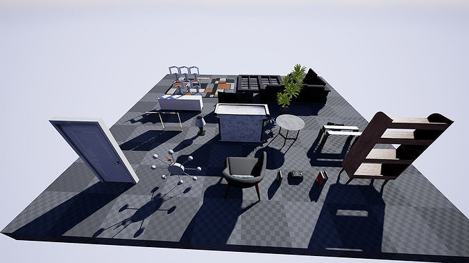 Living Room  Prop Package Low-poly 3D model 7