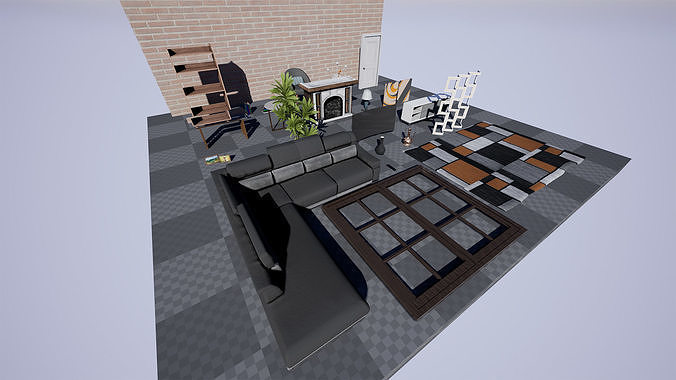 Living Room  Prop Package Low-poly 3D model 3