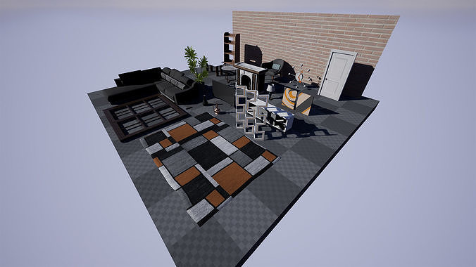 Living Room  Prop Package Low-poly 3D model 4