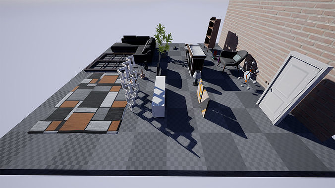 Living Room  Prop Package Low-poly 3D model 5