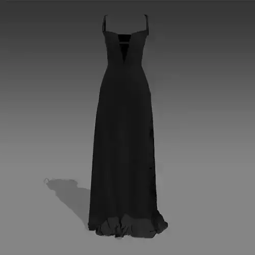 DRESS HEART NECKLINE LONG BLACK MATTE DRESS LOOK