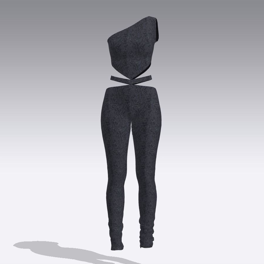 JUMPSUIT ONE SHOULDER NECKLINE  3D model_1