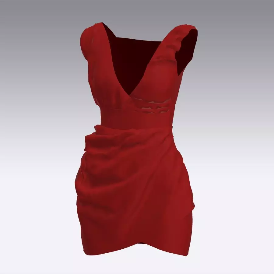 DRESS RED AND DRAPED DETAIL  3D model_0