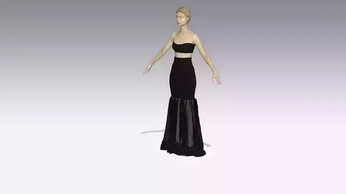 BLOUSE AND SKIRT TWO PIECES SUIT SKIRT  3D model