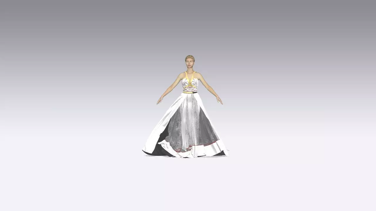 DRESS WHITE HALTER NECKLINE GOLD STRAP AND BELT  3D model_0