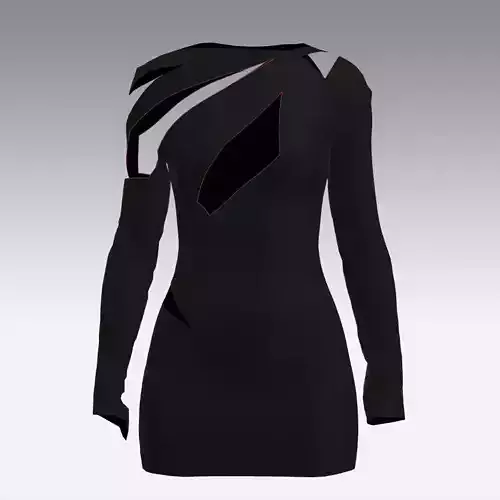 DRESS ASYMETRIC DETAIL CROP DETAIL 3D model