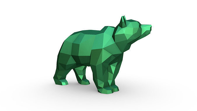 Bear low poly polygonal 3D print model